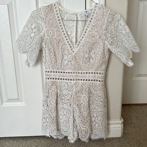 White romper with lace detail